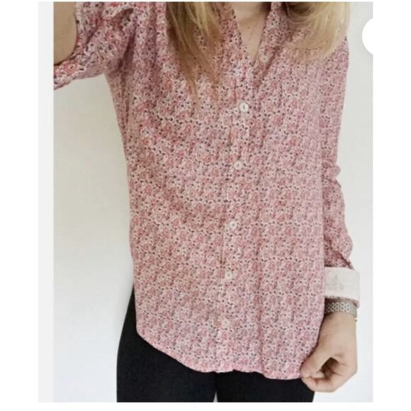 Holding Horses Womens Button Up Shirt Size 4 Floral Anthropologie Pink Western - Picture 1 of 7